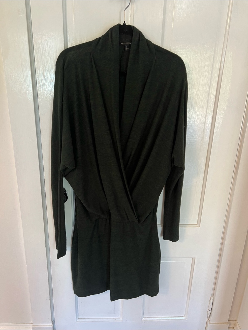 Banana Republic Dark Green Long-Sleeve Wrap Dress